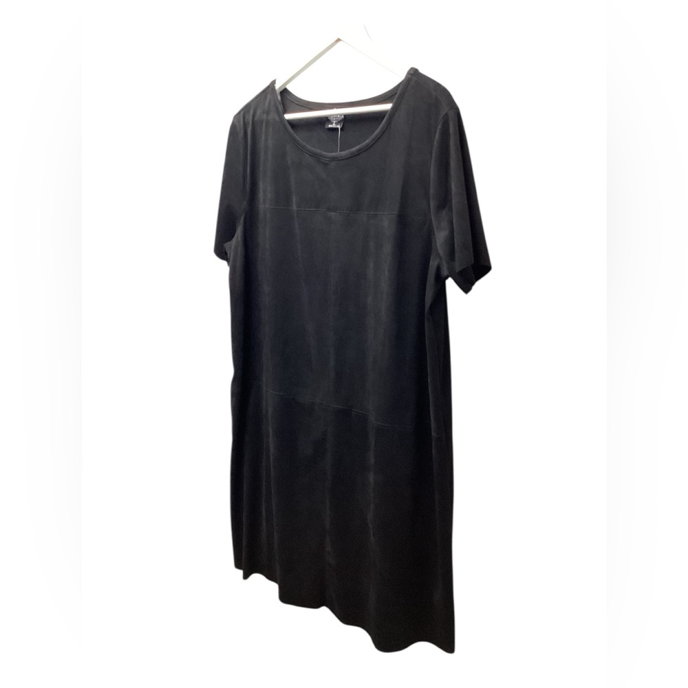 Calstyle Black Faux Suede short sleeve shift dress Size XL